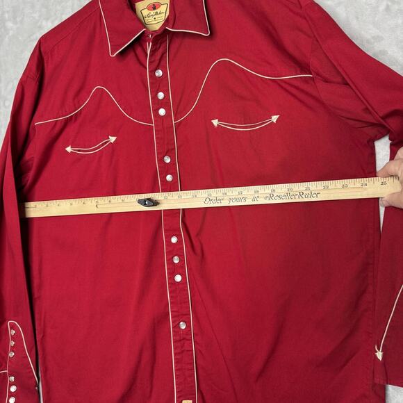 Larry Mahan Shirt Mens XL Red Western Pearl Snap Cowboy Collection Piping Yoke - Picture 10 of 12